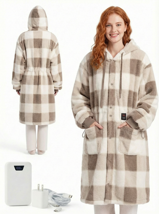 Faux Cashmere Heated Wearable Blanket Hoodie
