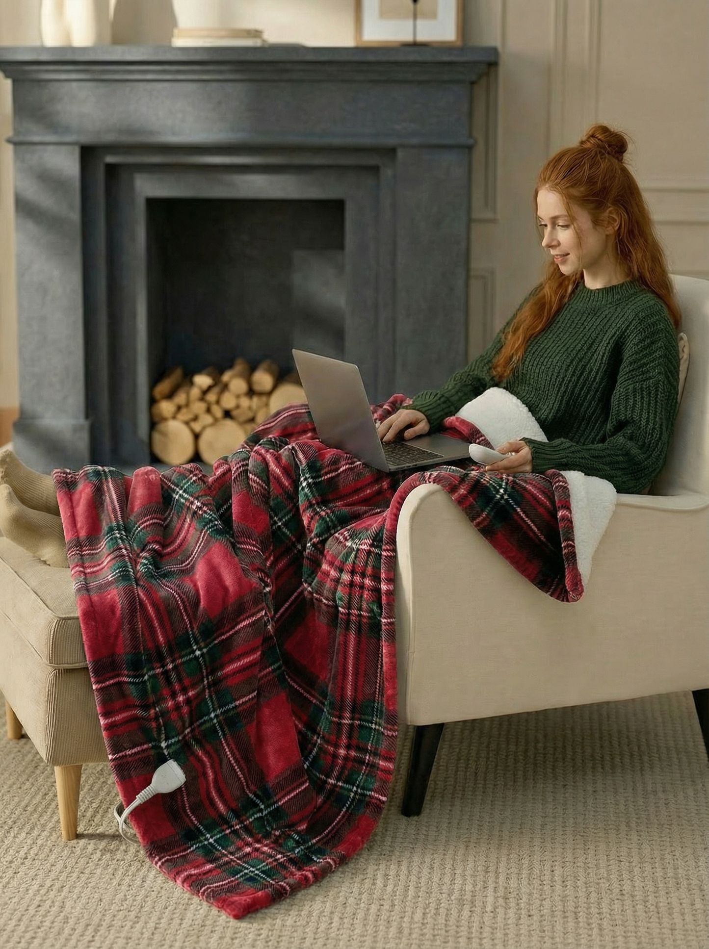 Cozy Plaid Electric Flannel Blanket