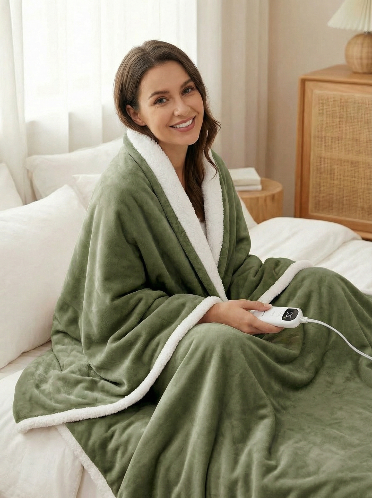 Solid Flannel Heated Blanket