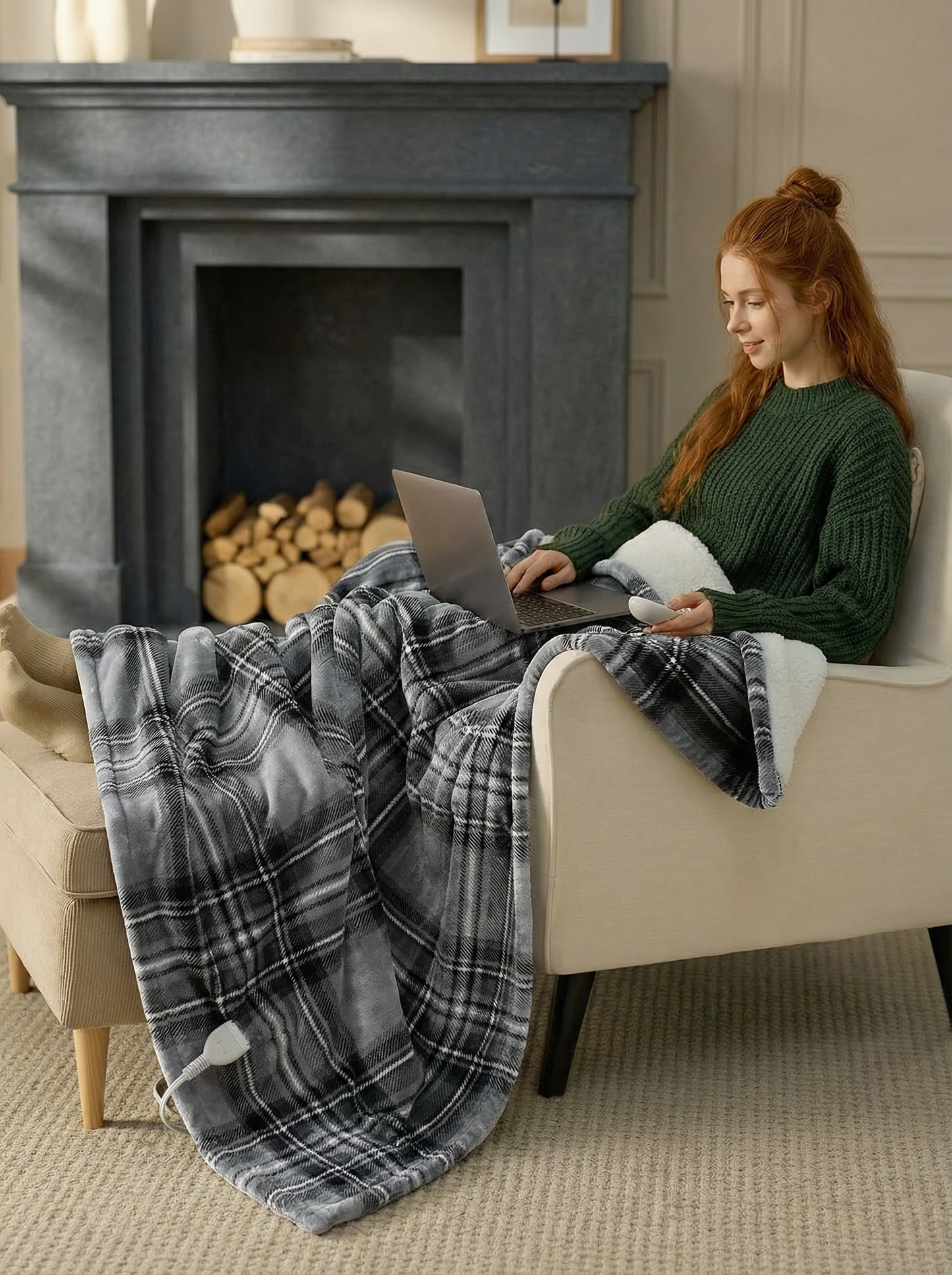 Cozy Plaid Electric Flannel Blanket