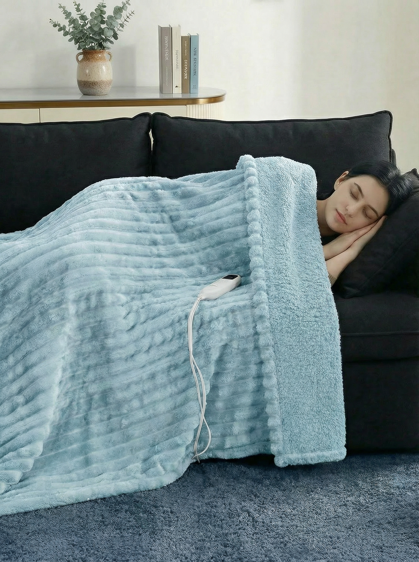 Cozy Striped Heated Flannel Blanket