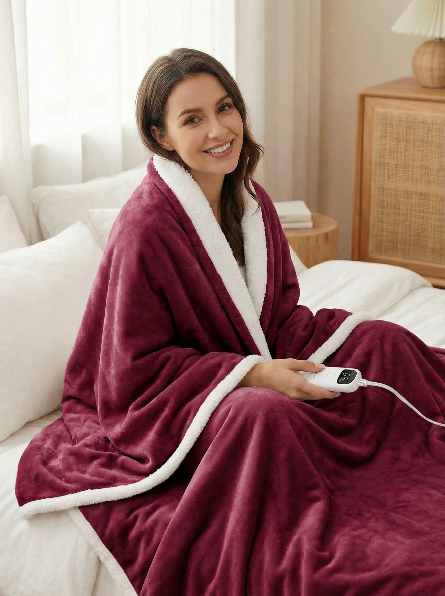 Solid Flannel Heated Blanket