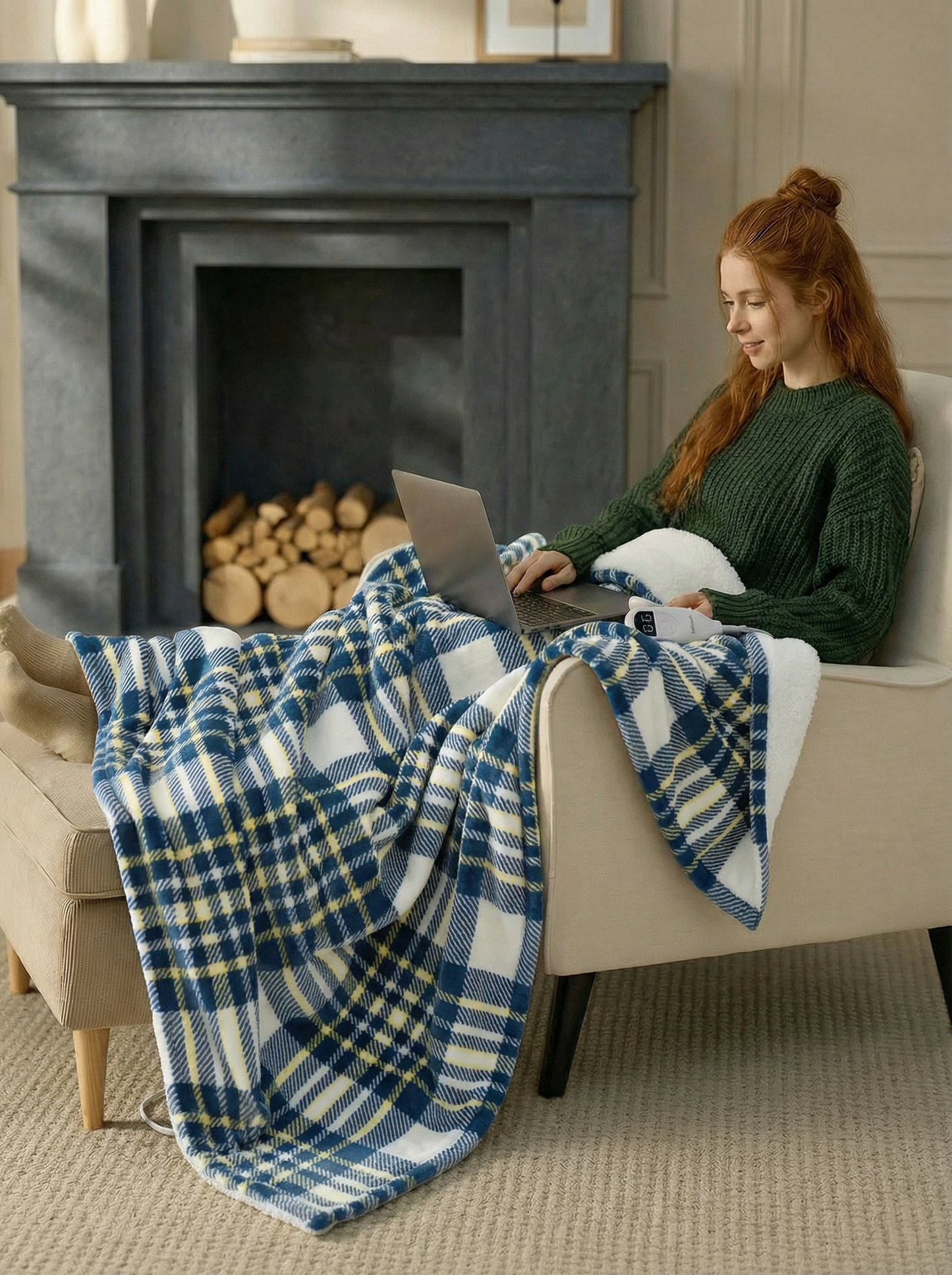 Cozy Plaid Electric Flannel Blanket