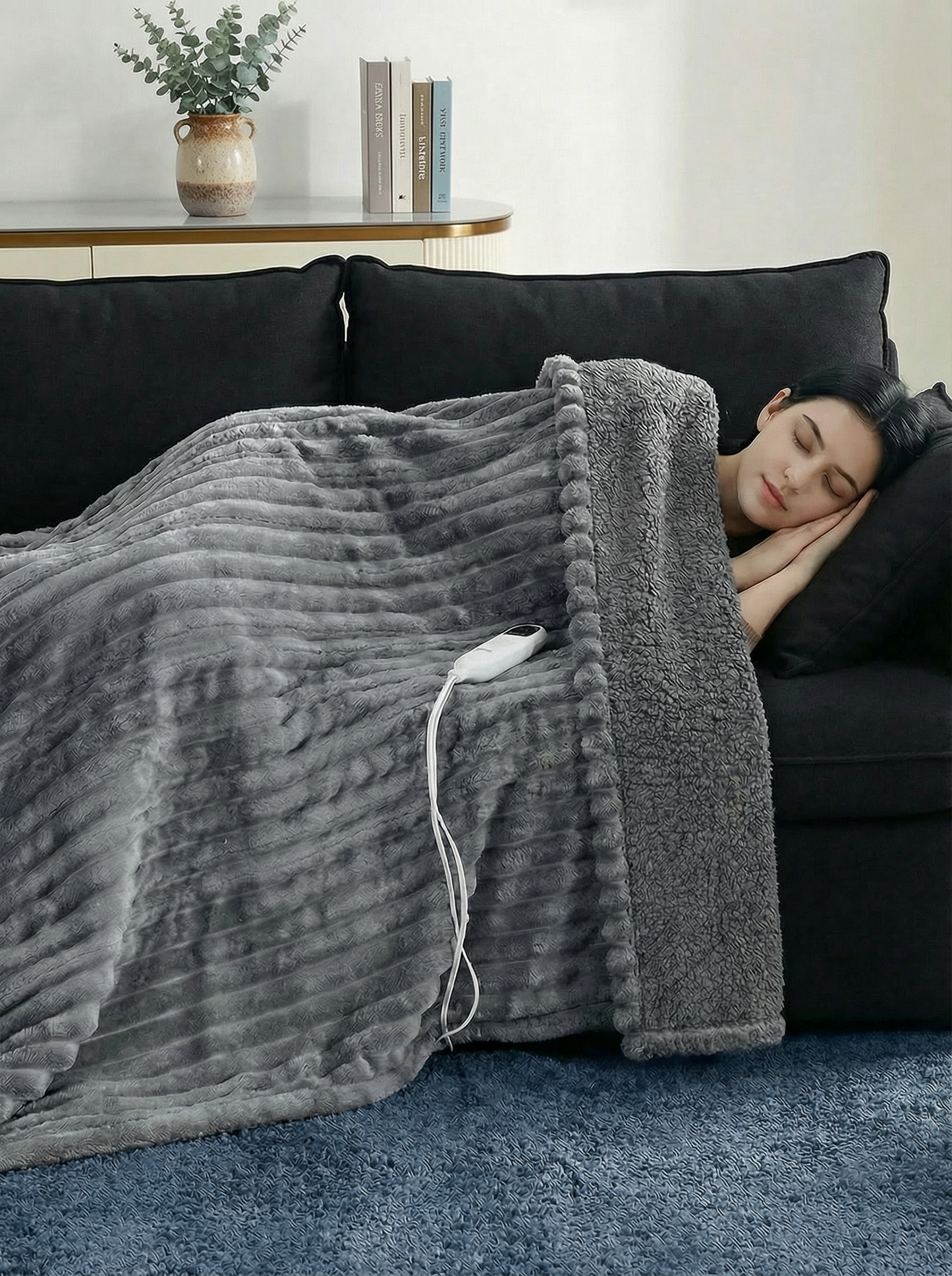 Cozy Striped Heated Flannel Blanket