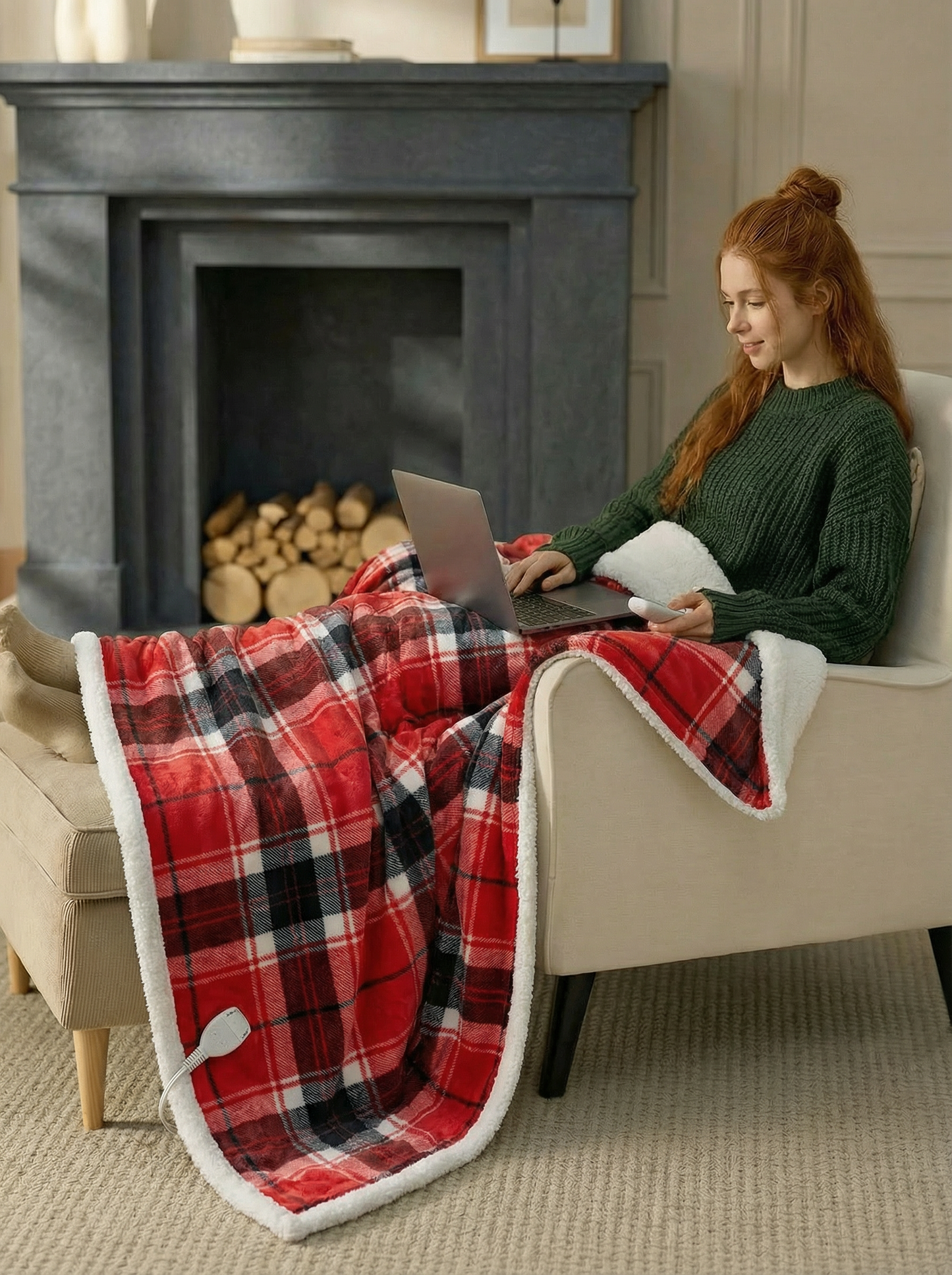 Cozy Plaid Electric Flannel Blanket